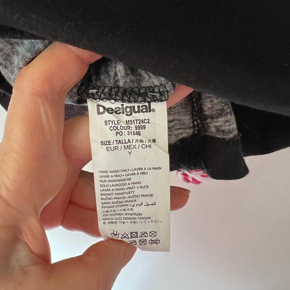 Desigual Black Tee with Colorful Gems Appliqué - Picture 9 of 9